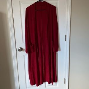 Red Cardigan With Pockets